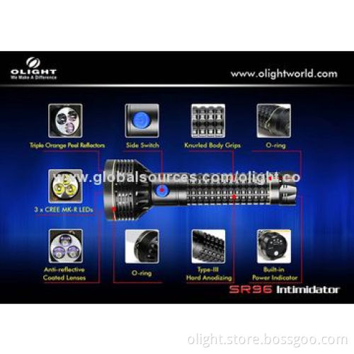 SR96 Rechargeable Flashlight with Maximum Output of 4,800lm and Aluminum Body